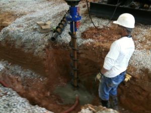 A rig installing micropiles